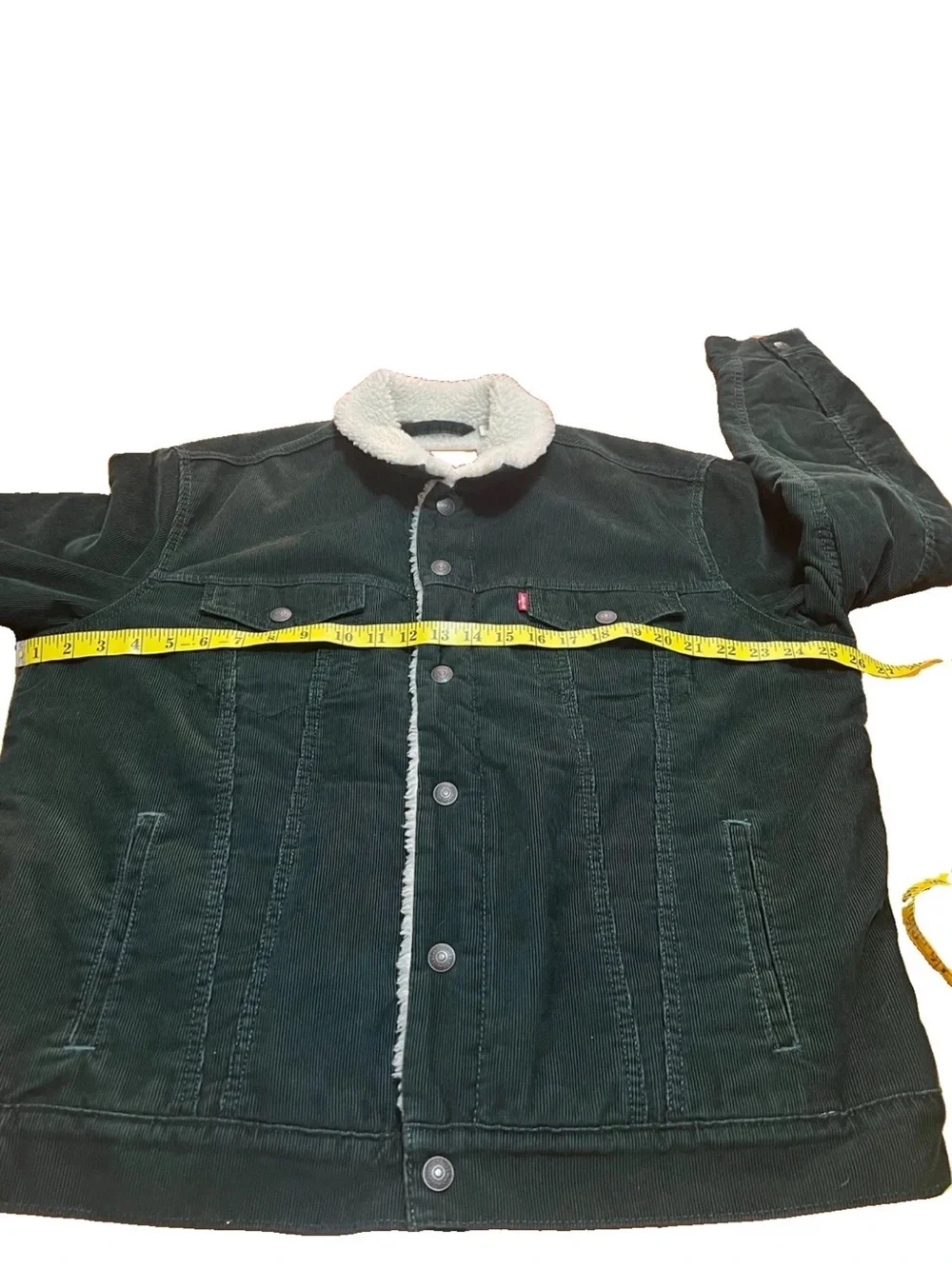 Levi’s Premium Sherpa Lined Corduroy Jacket Mens Large Dark Green Big E 16365-01